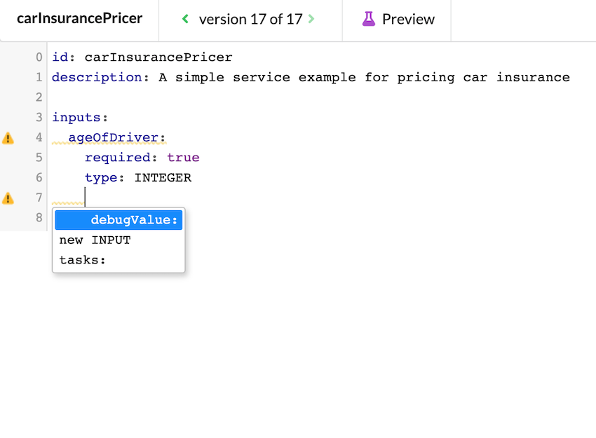 Inserting a debug value